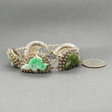 Estate SS Jadeite Floral Bracelet