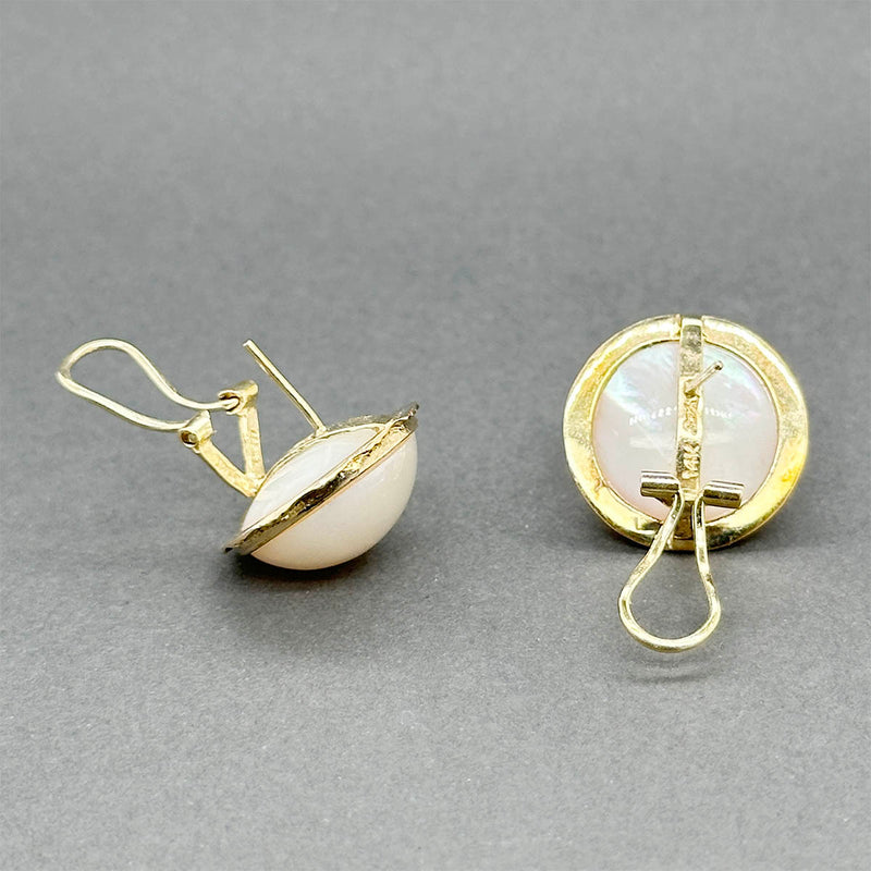 Estate 14K Y Gold Mabe Pearl Earrings