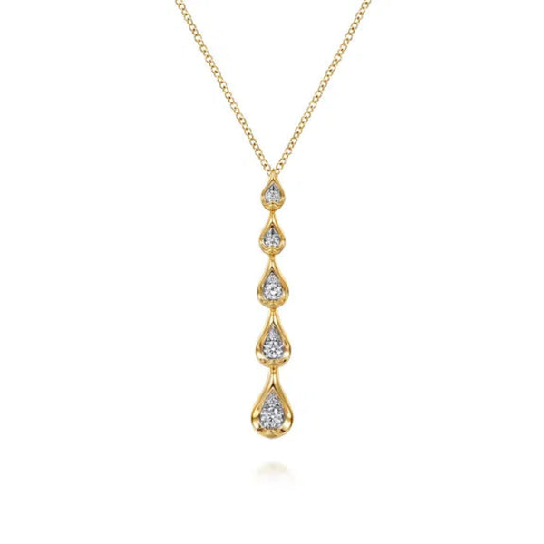 14K Y Gold 0.31ctw G/SI2 5 Pear Shape Diamond Drop Pendant