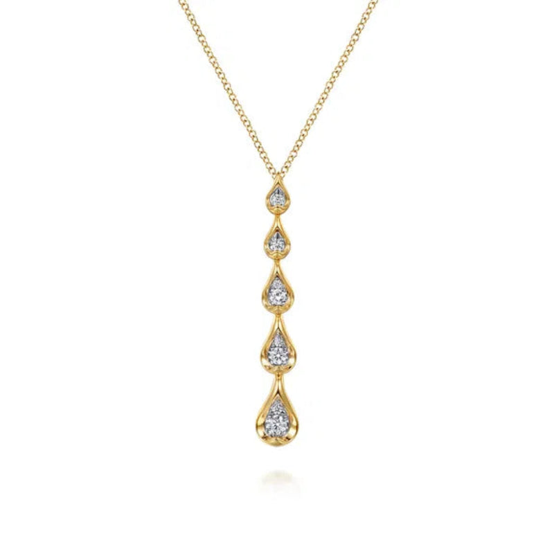 14K Y Gold 0.31ctw G/SI2 5 Pear Shape Diamond Drop Pendant