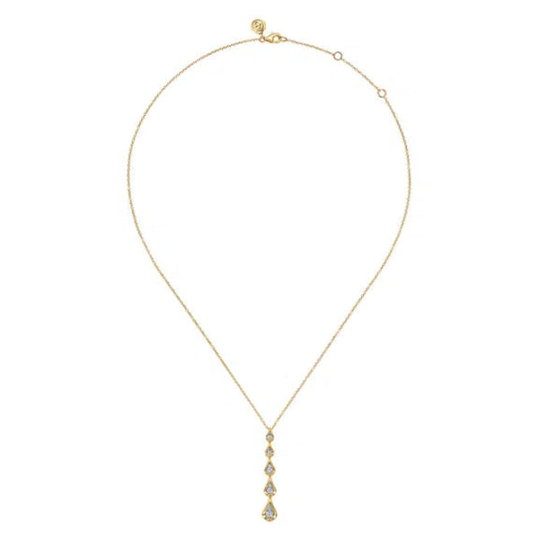 14K Y Gold 0.31ctw G/SI2 5 Pear Shape Diamond Drop Pendant