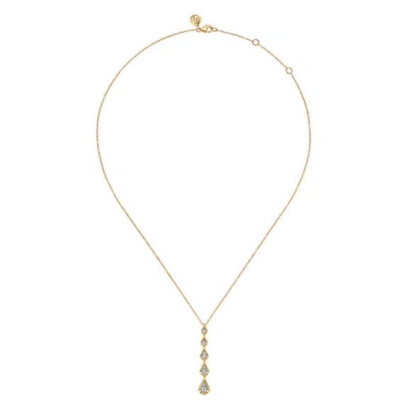 14K Y Gold 0.31ctw G/SI2 5 Pear Shape Diamond Drop Pendant