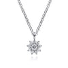 14K W Gold 0.11ctw G/SI2 Petite Diamond Flower Pendant