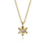 14K Y Gold 0.06ct White Sapphire Flower Pendant