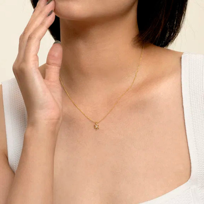 14K Y Gold 0.06ct White Sapphire Flower Pendant