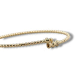 14K Y Gold 2mm 6" Beaded Bangle Bracelet with Lock Clasp