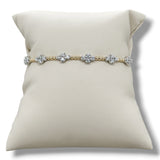14K Y Gold 6" 0.70ctw G/SI2 Bead Cuff Bracelet with Diamond Cluster Stations and Lock