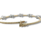 14K Y Gold 6" 0.70ctw G/SI2 Bead Cuff Bracelet with Diamond Cluster Stations and Lock