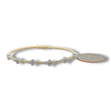 14K Y Gold 6" 0.70ctw G/SI2 Bead Cuff Bracelet with Diamond Cluster Stations and Lock