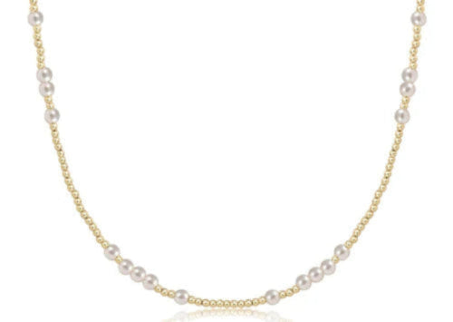 14K Yellow Gold Filled 17" 3mm Synthetic Pearl and Bead Necklace