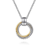 SS 14 20" Round Triple Circle Pendant Necklace