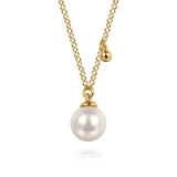 14K Y Gold 7mm Pearl Pendant with Bead
