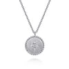 SS 0.02ctw Single Diamond Beaded Disc Pendant