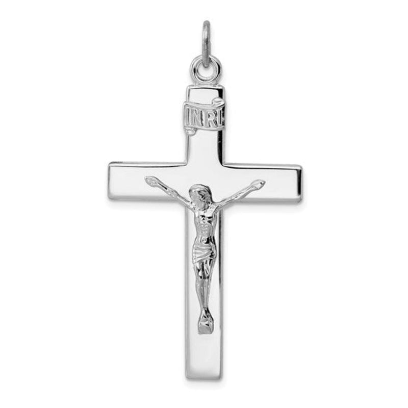 SS Solid Large Flat Crucifix Pendant