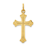 YGP Sterling Solid Textured Cross with Fancy Edges