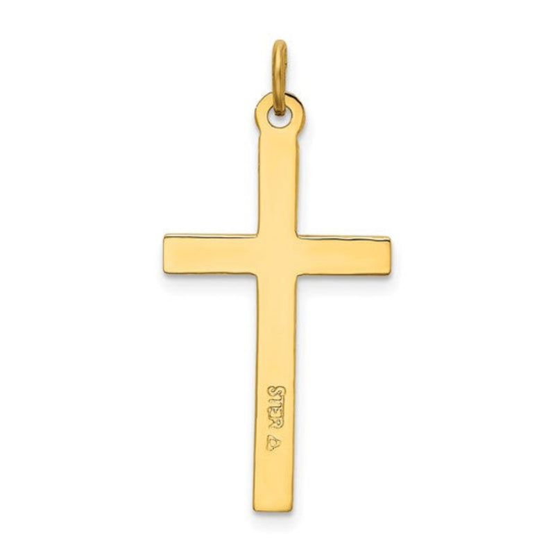 YGP Sterling Solid Brushed Finish Cross with Polished Edges