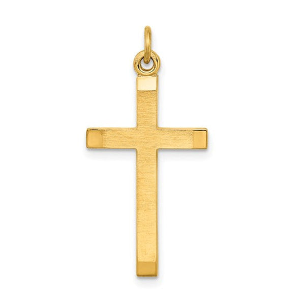 YGP Sterling Solid Brushed Finish Cross with Polished Edges