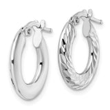 SS 2x18mm Hollow Dia Cut Knife Edge Hoop Earrings
