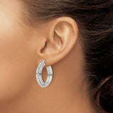 SS 29mm Dia Cut Beaded Hoop Earrings
