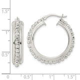 SS 29mm Dia Cut Beaded Hoop Earrings