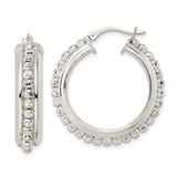 SS 29mm Dia Cut Beaded Hoop Earrings