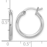 SS 2x17mm Rhodium Plated Polished Hoop Earrings