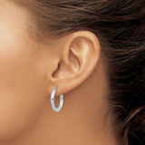 SS 3X20mm High Polished Hoop Earrings