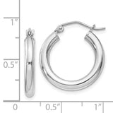 SS 3X20mm High Polished Hoop Earrings