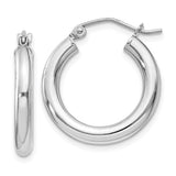 SS 3X20mm High Polished Hoop Earrings