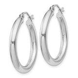 SS 3X25mm Polished Hoop Earrings