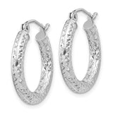 SS 3x20mm Hollow Dia Cut Hoop Earrings
