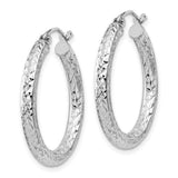 SS 3X25mm Hollow Dia Cut Hoop Earrings