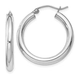 SS 3X25mm Polished Hoop Earrings