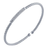 SS CZ Bar Woven Cuff Bracelet