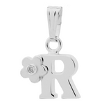 Colgante SS con inicial R de diamantes de 0,01 quilates