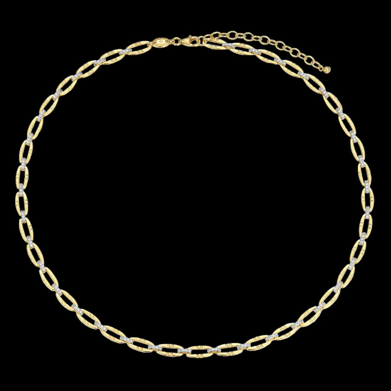 YGP Sterling CZ 19" Oval Open Link Necklace
