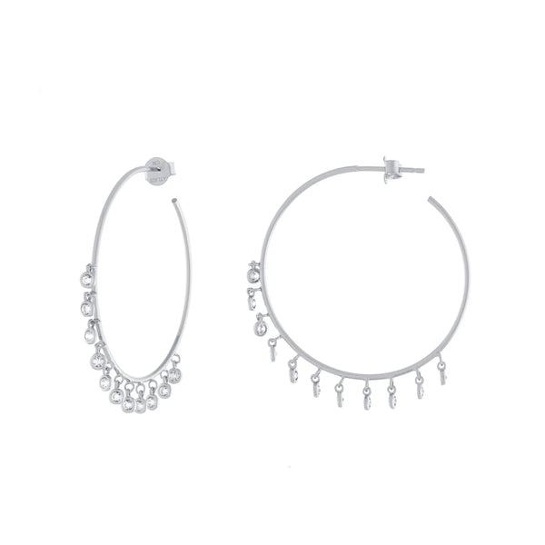 SS 35mm Dangle CZ Hoop Earrings