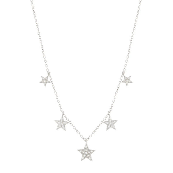 SS 18" CZ 5 Star Necklace