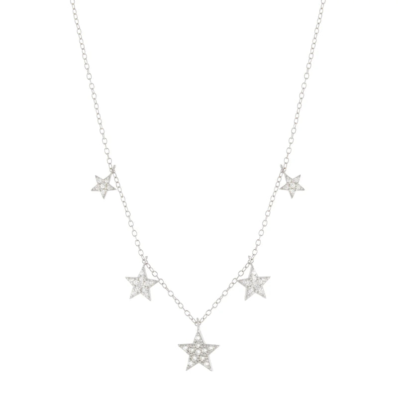 SS 18" CZ 5 Star Necklace