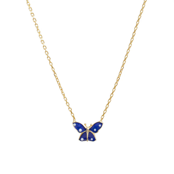 Pendentif mini papillon en émail bleu/blanc YGP Sterling