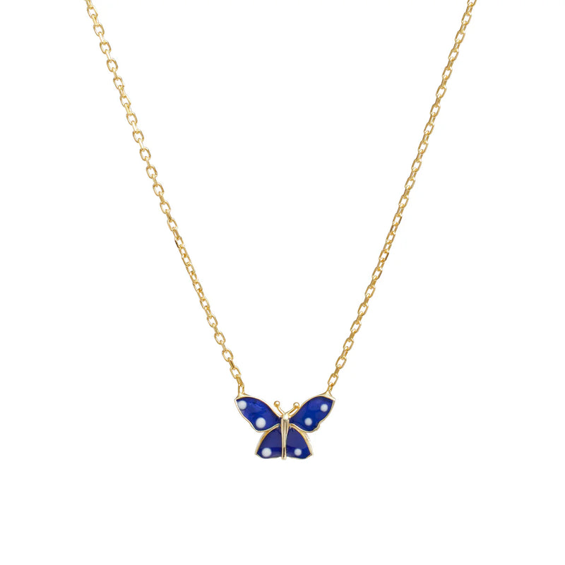 Pendentif mini papillon en émail bleu/blanc YGP Sterling