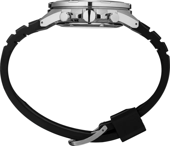 Chronographe Seiko pour homme avec bracelet en silicone noir SSB325