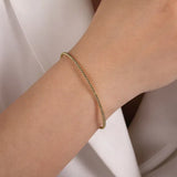 14K Y Gold 2mm 6" Beaded Bangle Bracelet with Lock Clasp