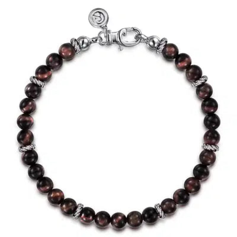 SS 8" 6mm Tiger Eye Beaded Bracelet
