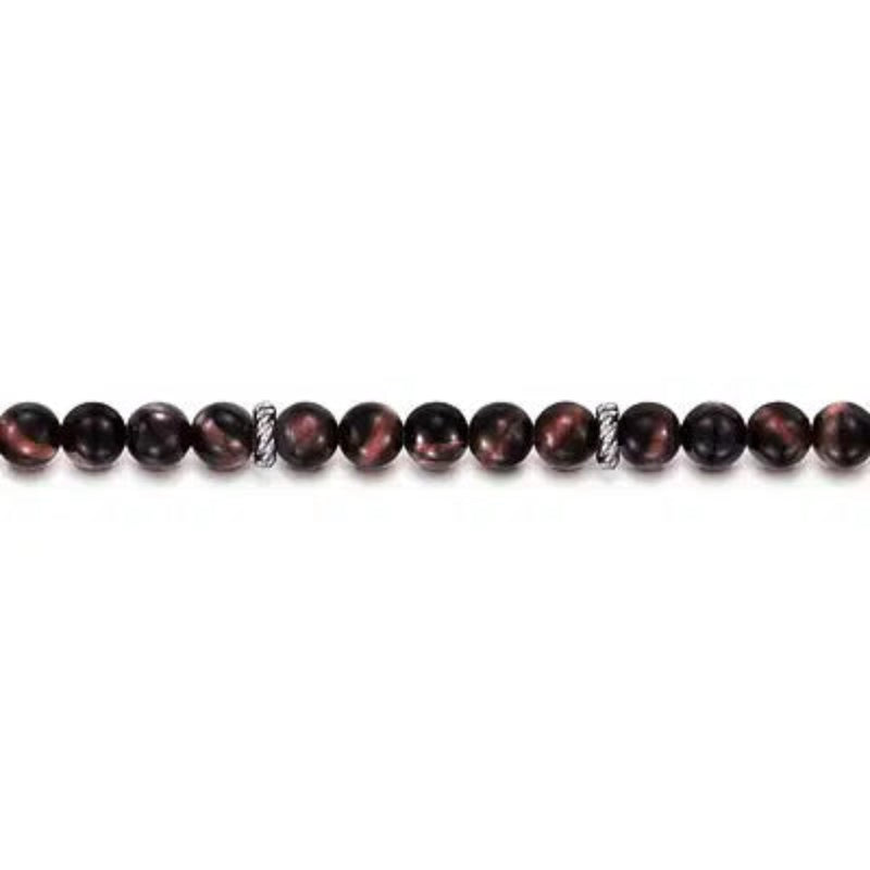 SS 8" 6mm Tiger Eye Beaded Bracelet