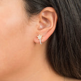 SS Two-Tone CZ Star Huggie Earrings