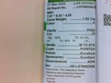 1.92ct E/VVS2 Round Lab Created Diamond IGI
