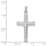 14K W Gold Solid Square Striped Crucifix