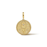 14K Y Gold 0.07ct 24mm Diamond Capricorn Medallion Pendant