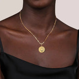 14K Y Gold 0.07ct 24mm Diamond Capricorn Medallion Pendant